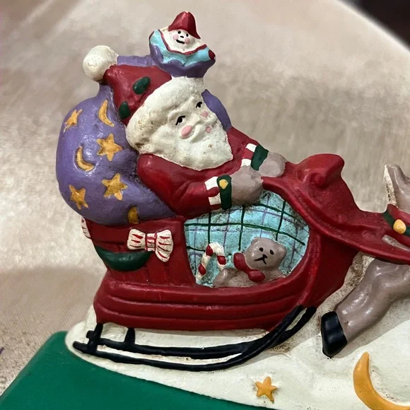 Mary Engelbreit Cast Iron Santa and Reindeer Double Stocking hanger New Vintage - Picture 4 of 10